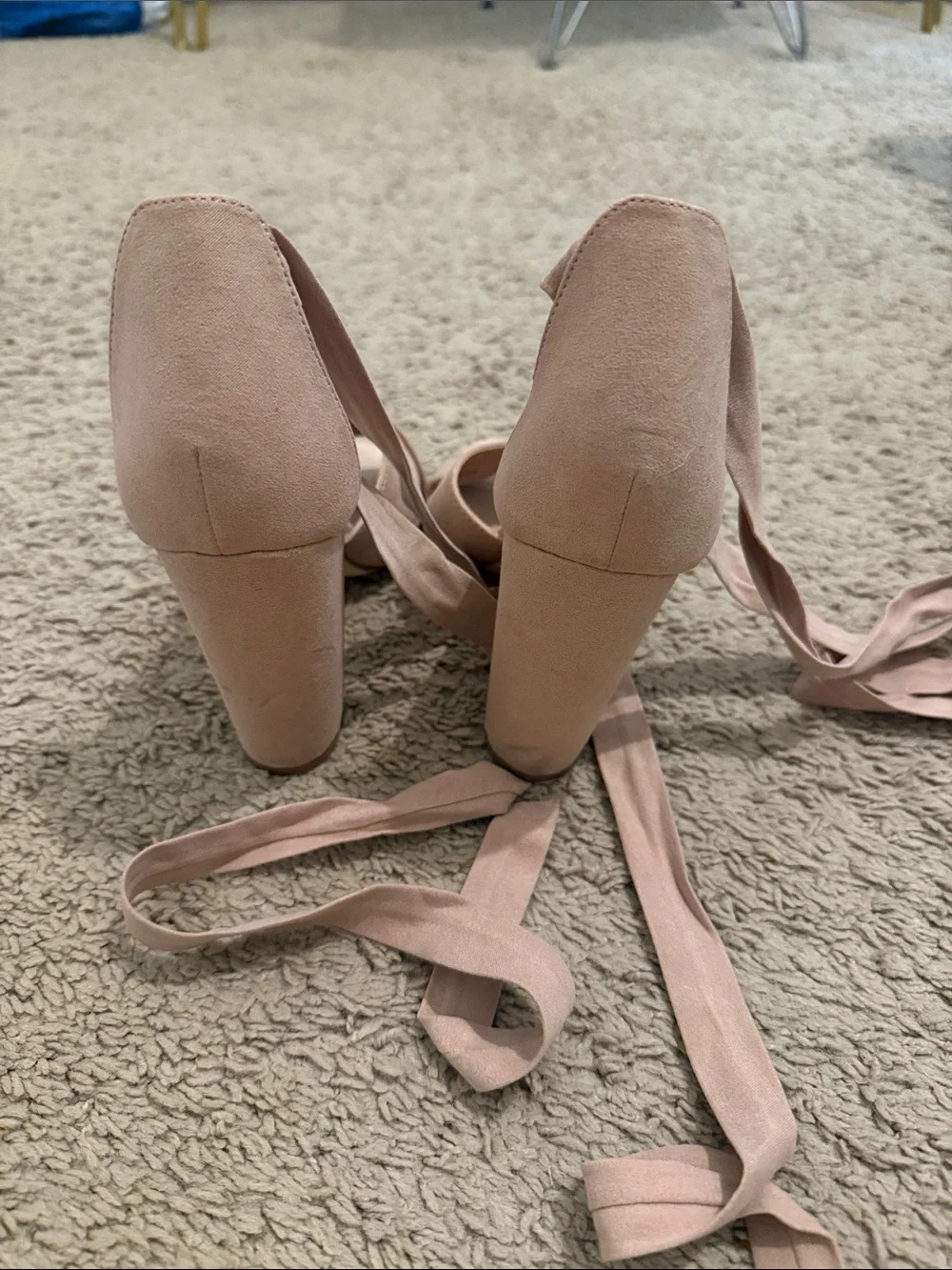 JustFab Dusty Pink Suede Wrap-Heel